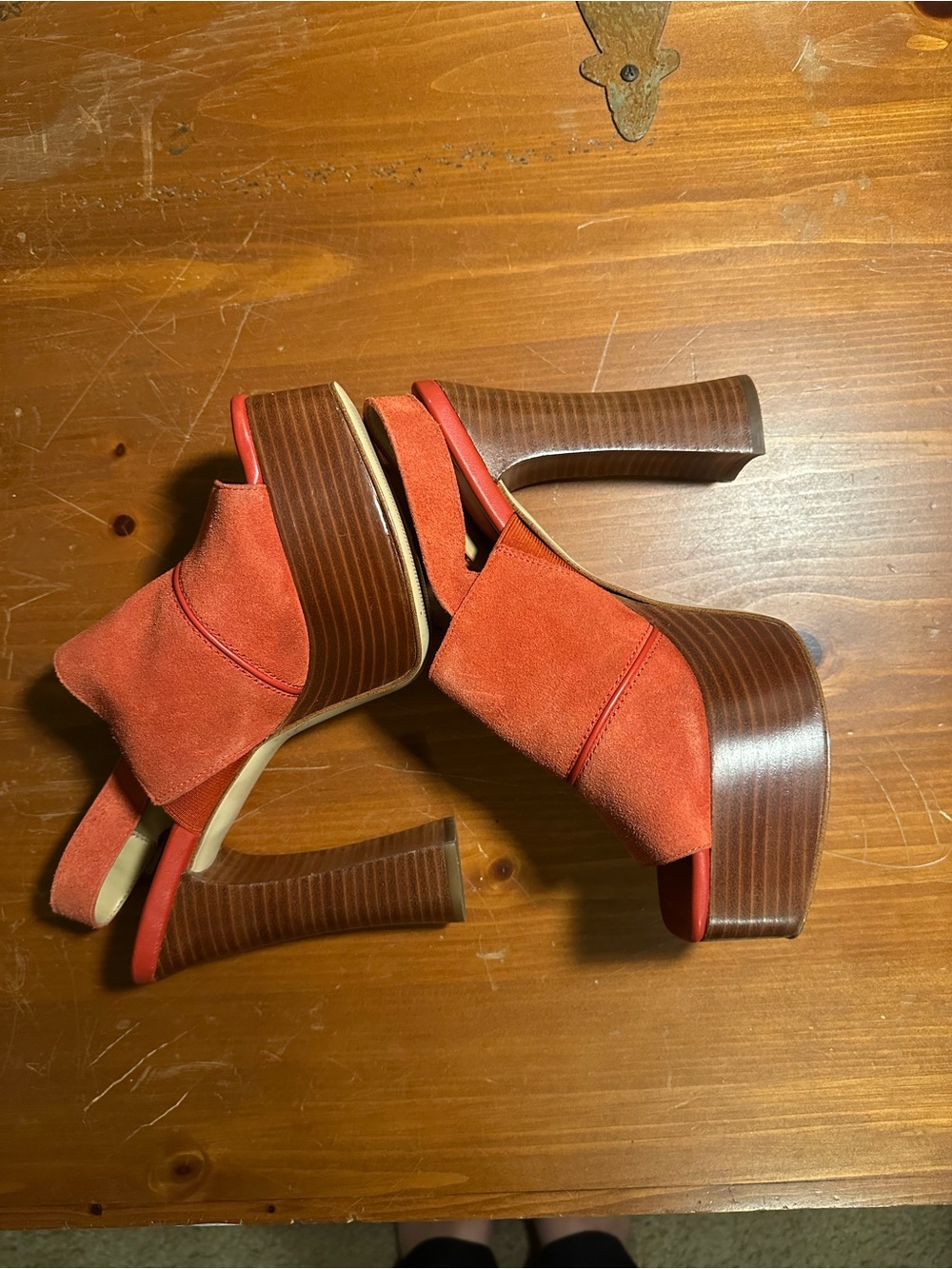 Michael Kors Burnt Orange Suede Platform Sandals